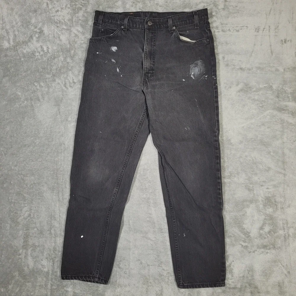 Vtg 90s Levi's 550 Jeans Black Orange Tab Jeans Denim Mens 36x30 (Fits 34x30)